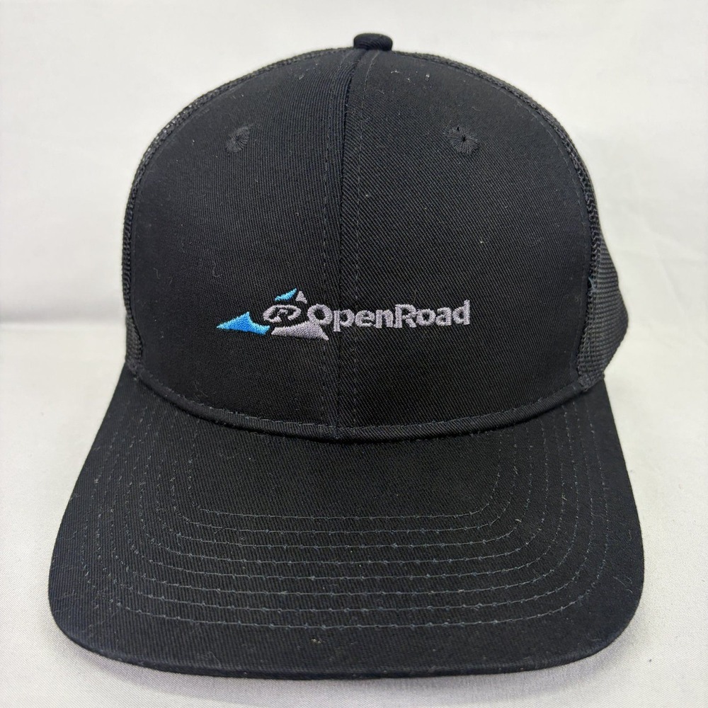Port Authority Hat OpenRoad Trucker Cap Mens OSFA Black Mesh Snapback